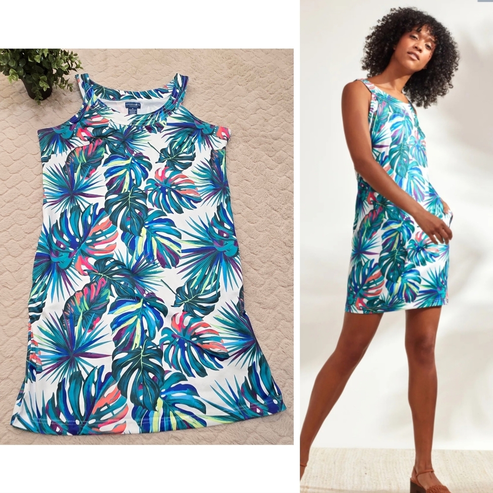 Caribbean Joe Tropical Blue and Green Dress